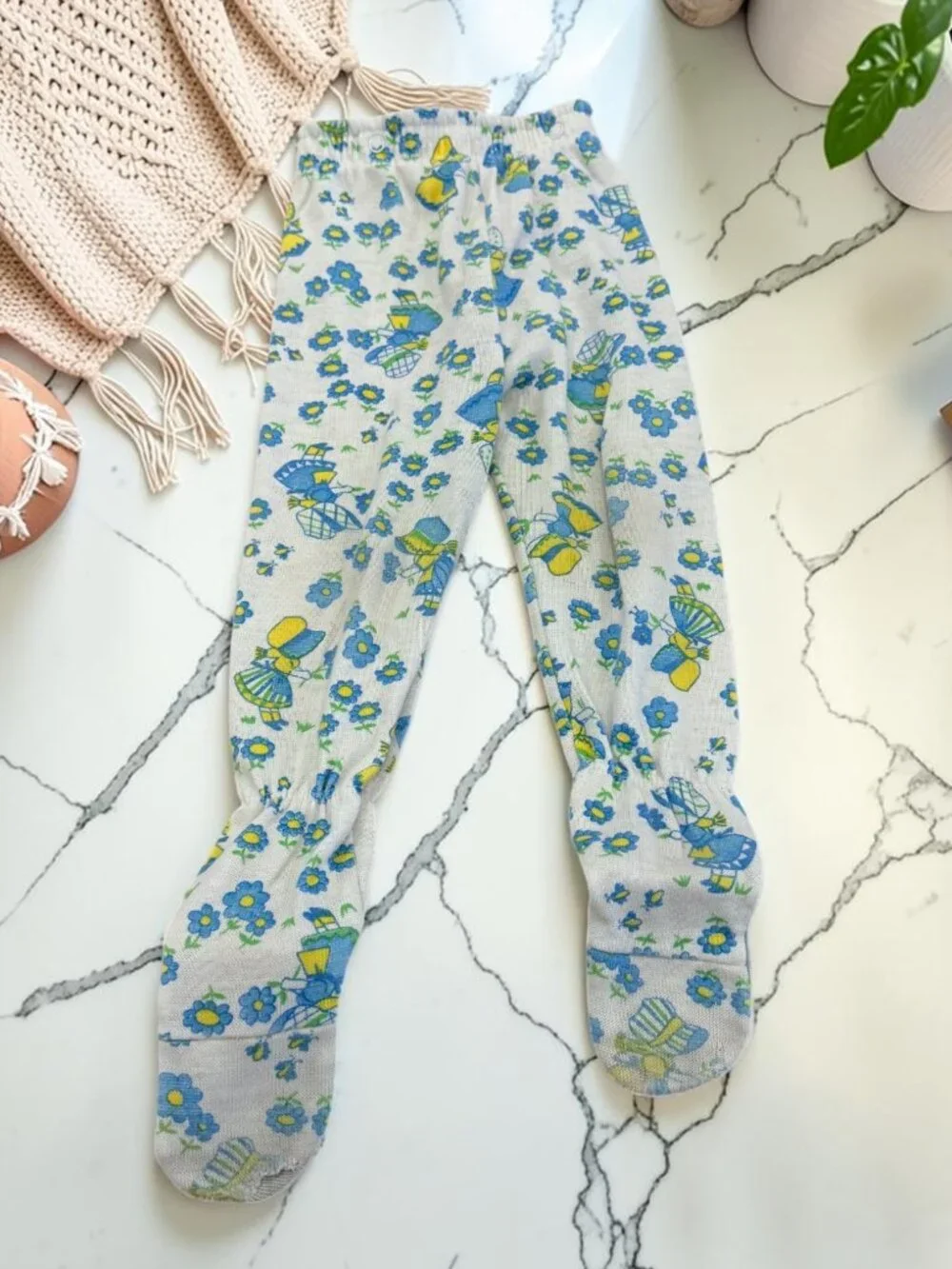 Vintage Carter's Girls Size 2 Years Matching Footed Snap Button Pajamas Floral